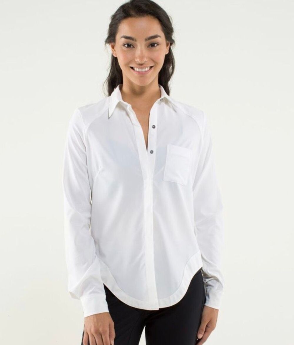 Lululemon Urbanite Button Down Shirt Ivory White Size 4